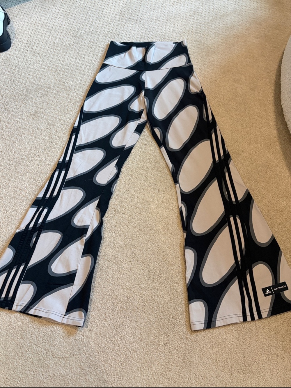 Adidas Marimekko Black & Gray Graphic Flared Pants